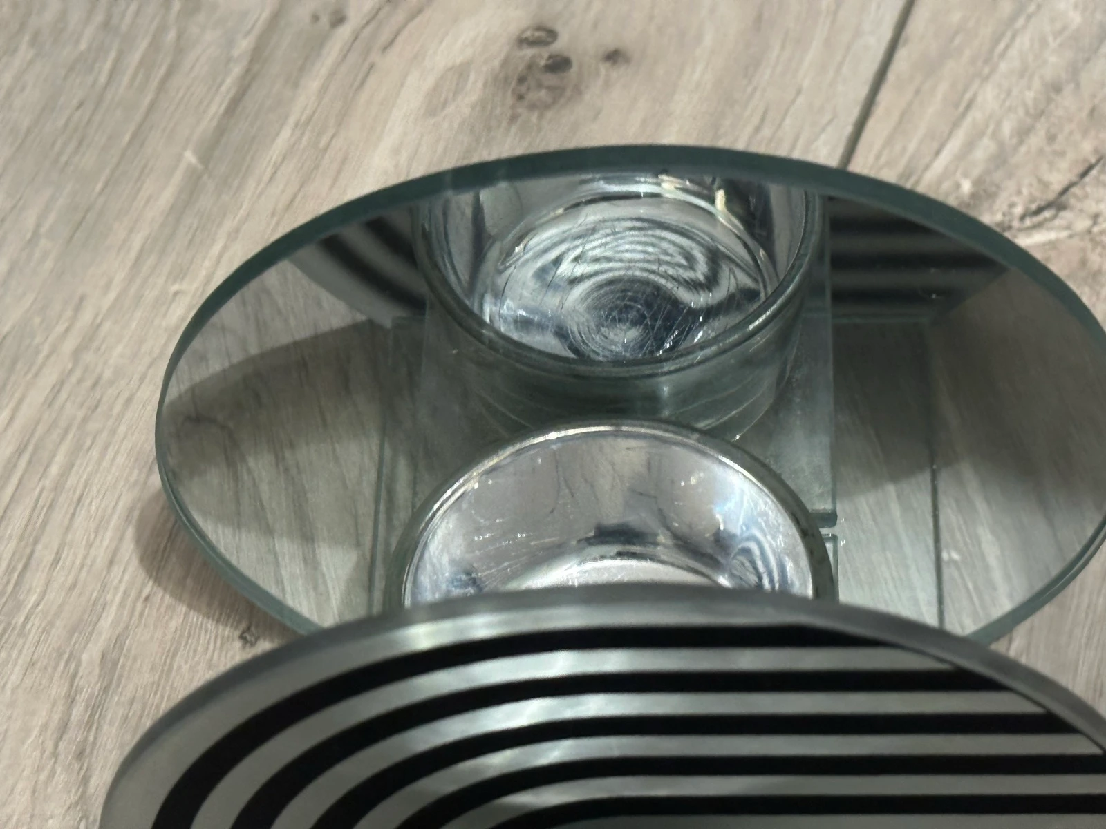Glazen design theelichtkaars - contemporaine / industriële / retro stijl zwart en zilver – photo 5